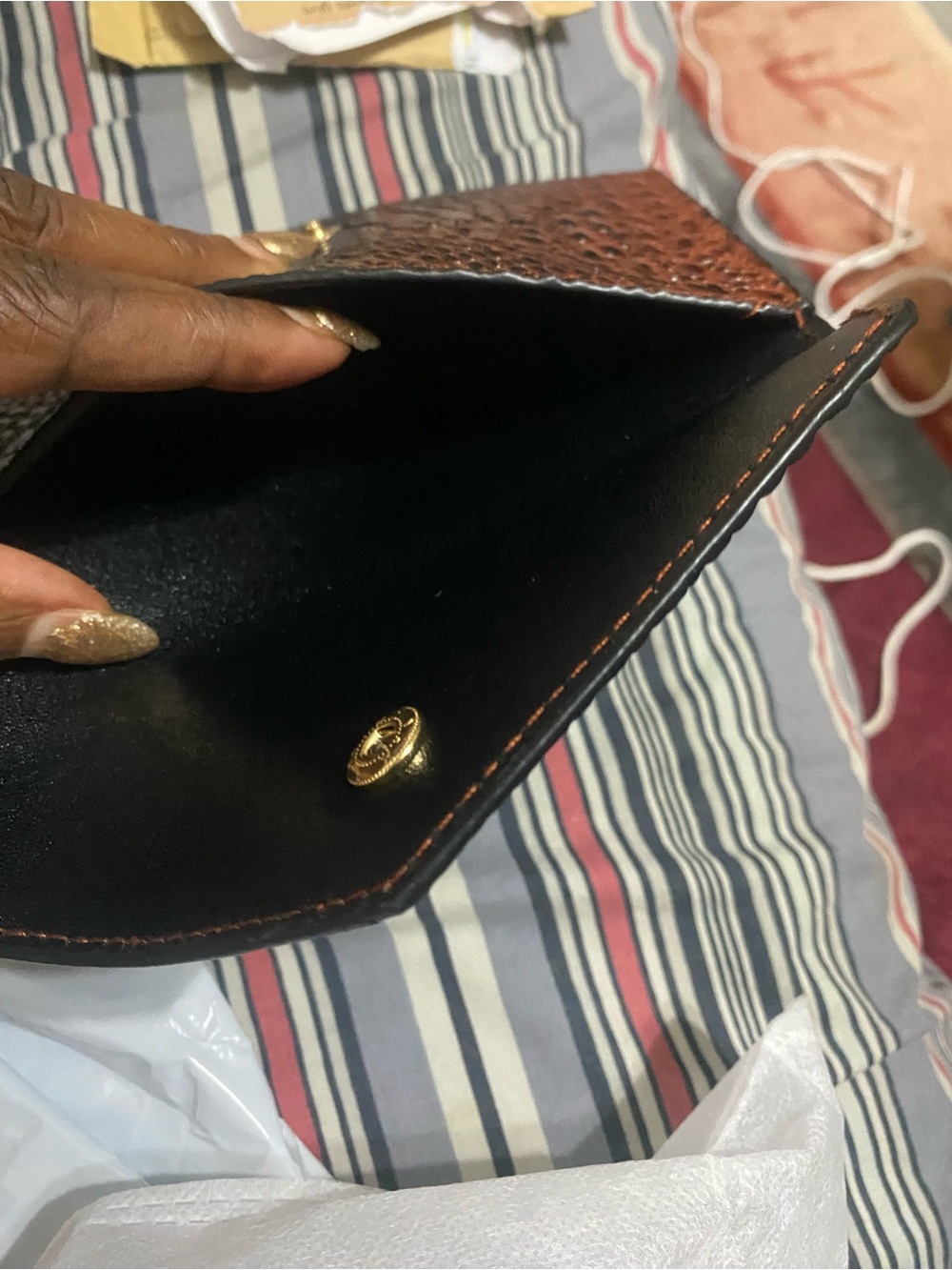 Textured Brown and Black Women's Wallet - Unbranded
